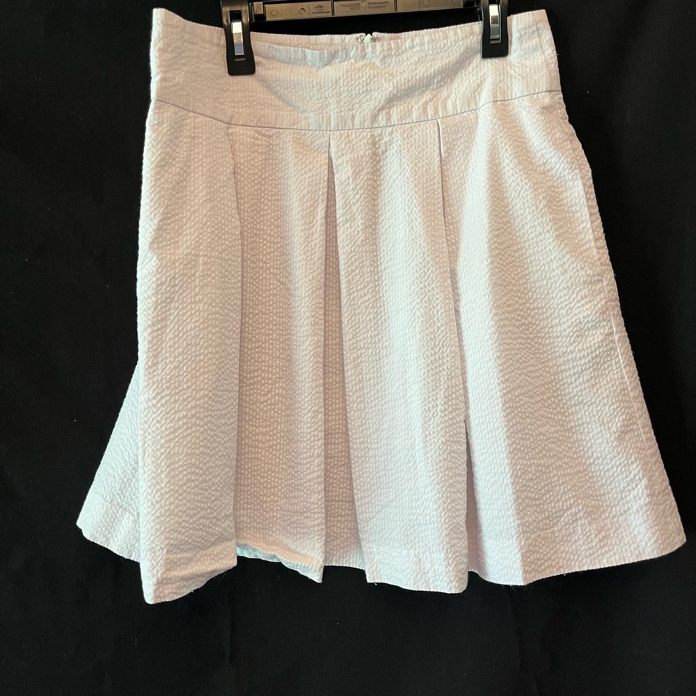 Lauren James White Pleated Seersucker Skirt